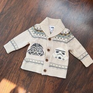 Baby Gap Star Wars Fair Isle Button Cowl Neck Cardigan
